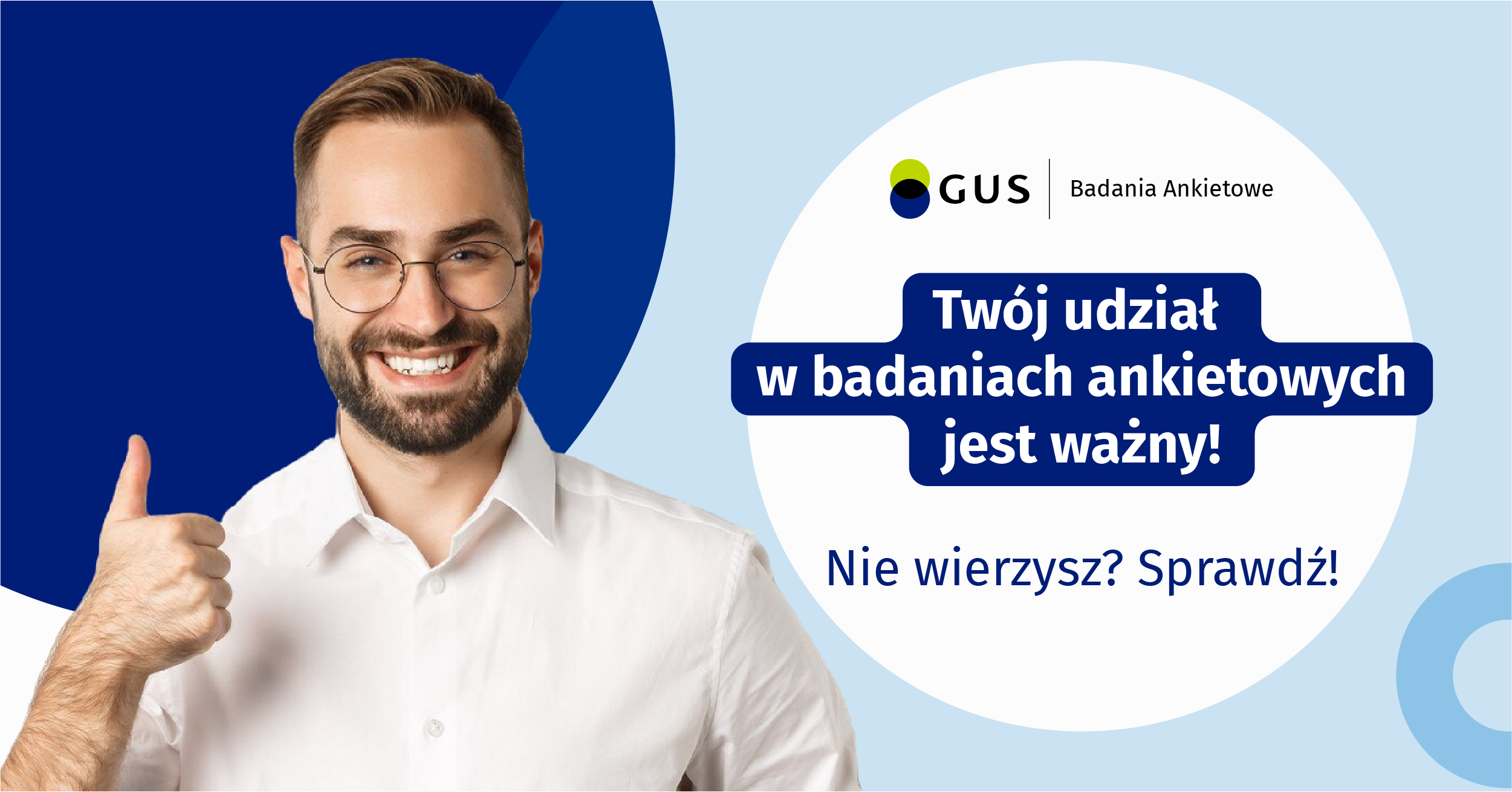 Zdjęcie mężczyzny zachęcającego do wzięcia udziału w badaniu 