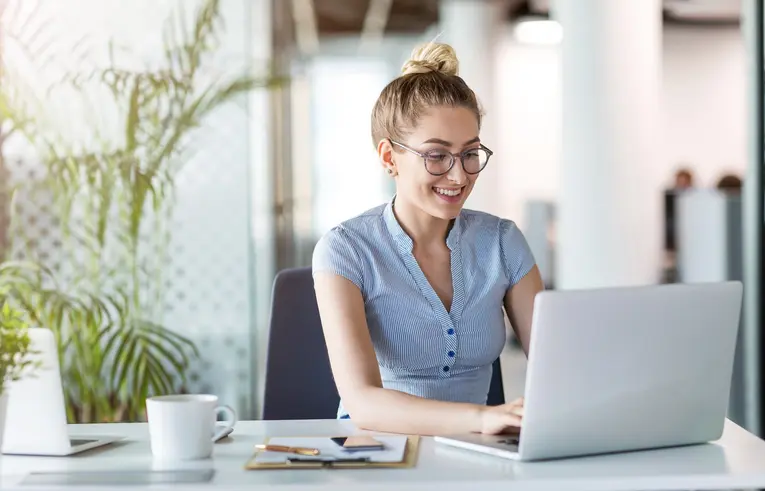 A woman at her laptop